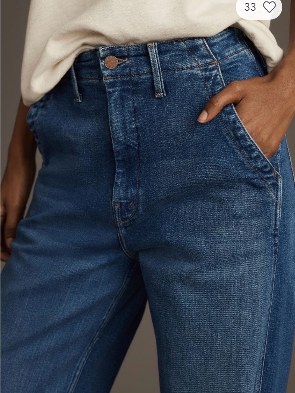 MOTHER Denim The Major Zip Skimp High Rise Jeans in Medium Blue Wash - Picture 15 of 15